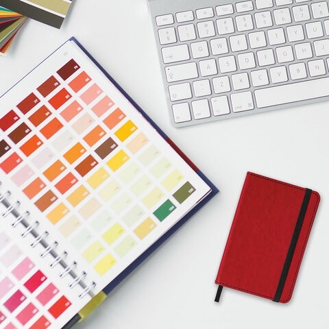 Блокнот МАЛЫЙ ФОРМАТ (100x150 мм) А6, BRAUBERG "Office", под кожу, 80 л., клетка, красный, 113326