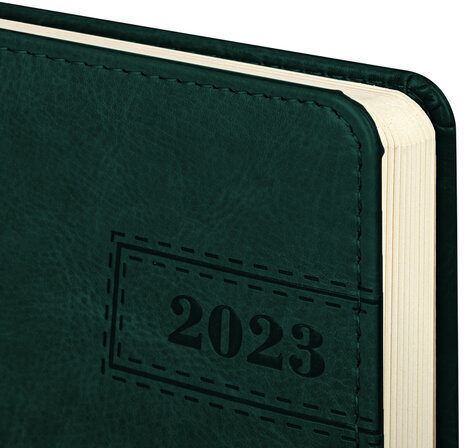 Ежедневник датированный 2023 А5 138x213 мм BRAUBERG "Imperial", под кожу, зеленый, 114039