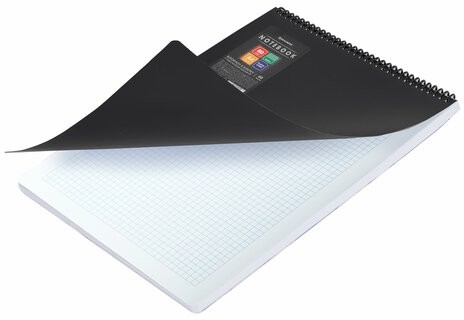 Блокнот БОЛЬШОГО ФОРМАТА А4, 80 л., обложка пластик, клетка, BRAUBERG "Metropolis", ЧЕРНЫЙ, 115577