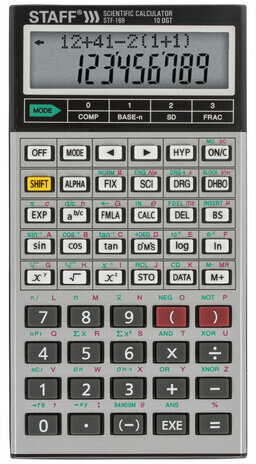 Калькулятор инженерный двухстрочный STAFF STF-169 (143х78 мм), 242 функции, 10+2 разрядов, 250138