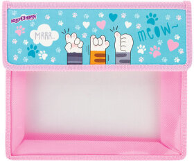 Папка для тетрадей ЮНЛАНДИЯ А5, 2 отделения, пластик, клапан на липучке, &quot;Soft paws&quot;, 270139