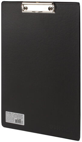 Доска-планшет ОФИСМАГ с прижимом А4 (230х350 мм), картон/ПВХ, РОССИЯ, ЧЕРНАЯ, 225986