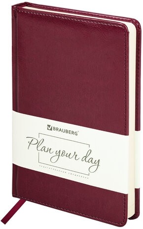 Ежедневник недатированный А5 138х213 мм BRAUBERG "Imperial" под кожу, 160 л., бордовый, 123415