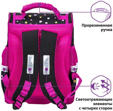 Ранец ЮНЛАНДИЯ WISE для начальной школы, "Magic unicorn", 37x29х15 см, 270584