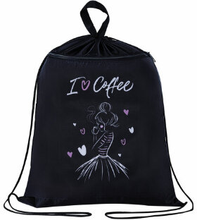 Мешок для обуви BRAUBERG, с петлёй, карман на молнии, полиэстер, 47х37 см, &quot;I love coffee&quot;, 270908