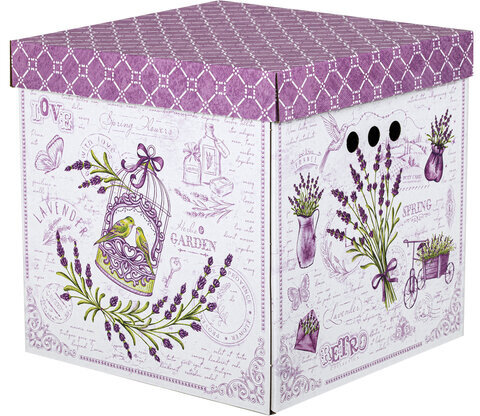 Короб для хранения из плотного микрогофрокартона 315х315х315 мм, КОМПЛЕКТ 3 шт., BRAUBERG HOME "Лаванда", 271817