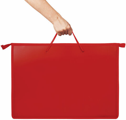 Папка для рисунков и чертежей ПИФАГОР А3, пластик, красная, 271133