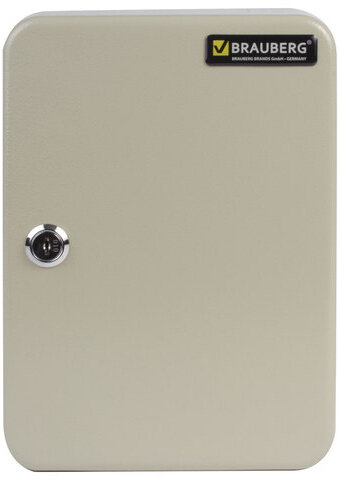 Шкафчик (Ключница) на 48 ключей BRAUBERG, 250х180х80 мм, с замком, + 48 брелоков, серый, 290338