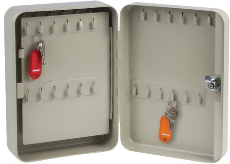 Шкафчик (Ключница) на 48 ключей BRAUBERG, 250х180х80 мм, с замком, + 48 брелоков, серый, 290338