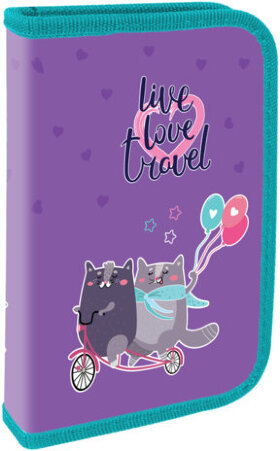 Пенал ПИФАГОР, 1 отделение, ламинированный картон, 19х11 см, &quot;Bike cats&quot;, 272241