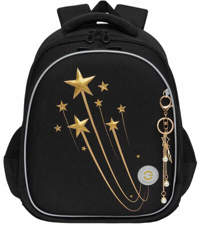 Ранец GRIZZLY анатомическая спинка, c брелоком, для девочек, STAR COMET, 36х28х20 см, RAz-486-5/1