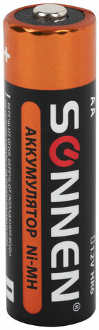 Батарейки аккумуляторные Ni-Mh пальчиковые КОМПЛЕКТ 4 шт., АА (HR6) 2700 mAh, SONNEN, 455607