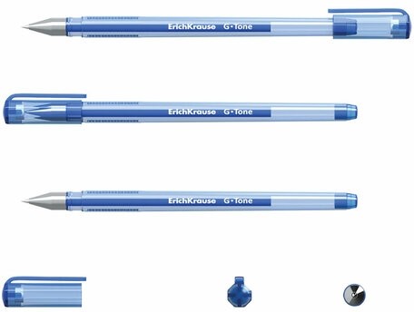 Ручка гелевая ERICH KRAUSE "G-Tone", СИНЯЯ, корпус тонированный синий, узел 0,5 мм, линия письма 0,4 мм, 17809