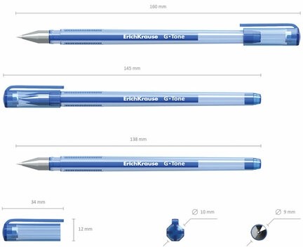 Ручка гелевая ERICH KRAUSE "G-Tone", СИНЯЯ, корпус тонированный синий, узел 0,5 мм, линия письма 0,4 мм, 17809
