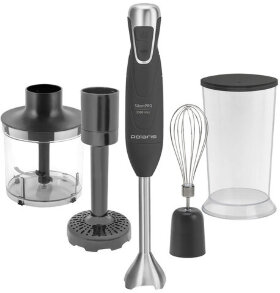 Блендер погружной POLARIS PHB 1380, 1300 Вт, 2 скорости, 4 насадки, стакан, серый, 47653, PHB 1380 Silent