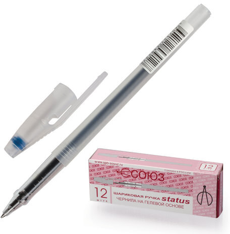 Ручка гелевая СОЮЗ "Status", СИНЯЯ, корпус тонированный, узел 0,7 мм, линия письма 0,4 мм, РГ 133-01