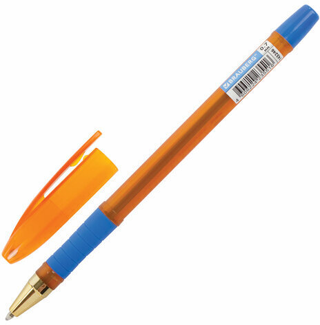 Ручка шариковая масляная с грипом BRAUBERG Model-XL ORANGE, СИНЯЯ, узел 0,7 мм, линия 0,35 мм, 143246