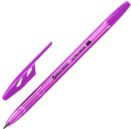 Ручка шариковая BRAUBERG "ULTRA NEON", СИНЯЯ, узел 0,7 мм, чернила ГЕРМАНИЯ, наконечник ШВЕЙЦАРИЯ, 143566