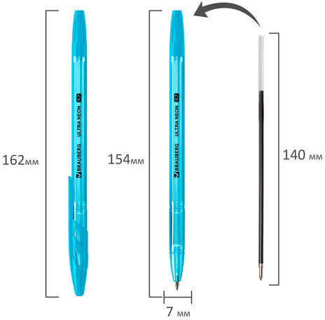 Ручка шариковая BRAUBERG "ULTRA NEON", СИНЯЯ, узел 0,7 мм, чернила ГЕРМАНИЯ, наконечник ШВЕЙЦАРИЯ, 143566