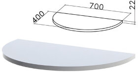 Стол приставной полукруг &quot;Монолит&quot;, 700х400х750 мм, БЕЗ ОПОРЫ (640137), цвет серый, ПМ34.11