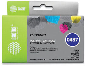 Картридж струйный CACTUS (CS-EPT0487) для EPSON Stylus Photo R200/210/220/230, комплект 6 цветов
