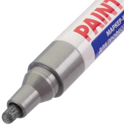 Маркер-краска лаковый (paint marker) 4 мм, СЕРЕБРЯНЫЙ, НИТРО-ОСНОВА, алюминиевый корпус, BRAUBERG PROFESSIONAL PLUS, 151448