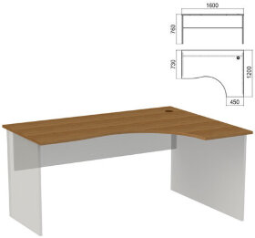 Стол эргономичный ЧАСТЬ 1 "Арго", 1600х1200х760 мм, правый, орех