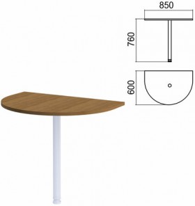 Стол приставной полукруг "Арго", 850х600 мм, БЕЗ ОПОРЫ, орех