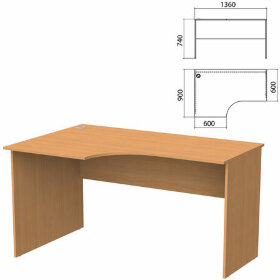 Стол письменный эргономичный &quot;Бюджет&quot; 1360х900х740 мм, левый, груша ароза, 402662-336
