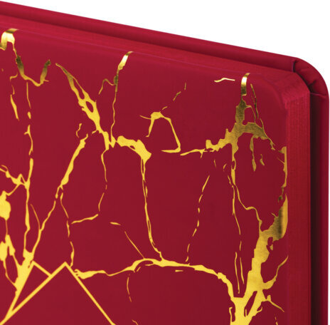 Ежедневник датированный 2025 А5 138x213 мм BRAUBERG "Goldy", под кожу, цветной срез, красный, 115899