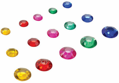 Стразы самоклеящиеся "Круглые", размер 8-15 мм, 30 г, 5 цветов, ОСТРОВ СОКРОВИЩ, 661386