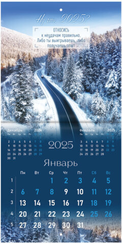 Календарь настенный перекидной на 2025 г., BRAUBERG, 12 листов, 22,5х22,5 см, МИНИ, "Мотивация", 116181