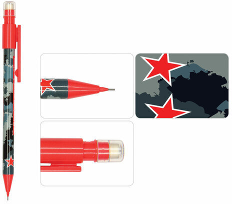 Карандаш механический 0,7 мм, BRUNO VISCONTI "HappyGraphix", "Military blue", с ластиком, 21-0042/06