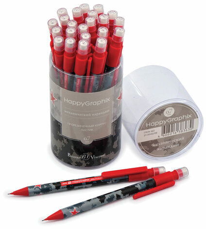 Карандаш механический 0,7 мм, BRUNO VISCONTI "HappyGraphix", "Military blue", с ластиком, 21-0042/06