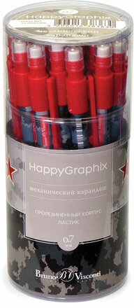 Карандаш механический 0,7 мм, BRUNO VISCONTI "HappyGraphix", "Military blue", с ластиком, 21-0042/06