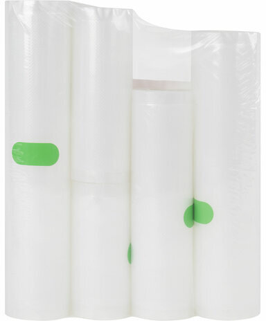 Рулоны для вакуумного упаковщика, рифленые, НАБОР 5 шт. (12 / 15 / 20 / 25 / 28 см х 500 см), SONNEN, 456341