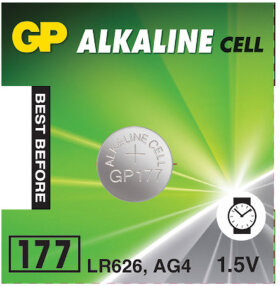 Батарейка GP Alkaline 177 (G4, LR626), алкалиновая, 1 шт., в блистере (отрывной блок), 177-2CY, 4891199026690