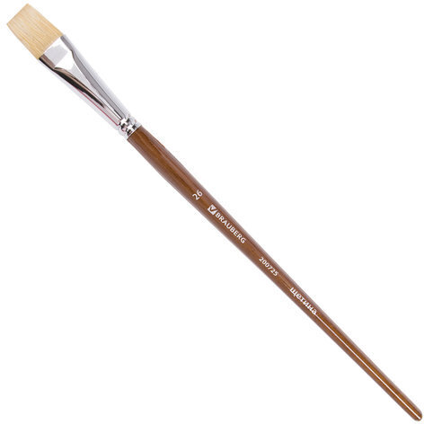 Кисть художественная профессиональная BRAUBERG ART CLASSIC, щетина, плоская, № 26, длинная ручка, 200725