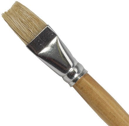 Кисть ПИФАГОР, ЩЕТИНА, плоская, № 18, деревянная лакированная ручка, пакет с подвесом, 200878