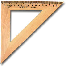 Треугольник деревянный, угол 45, 18 см, УЧД, С15