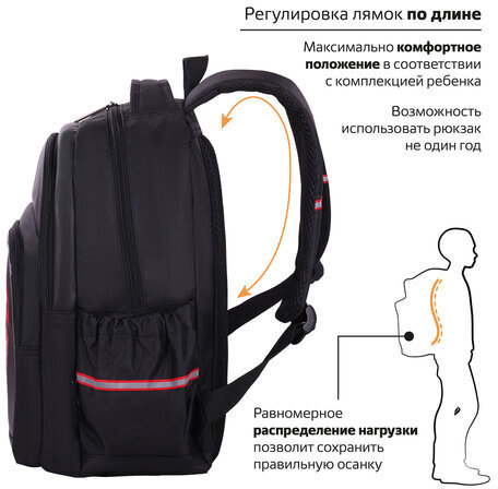 Рюкзак ЮНЛАНДИЯ MILD, 2 отделения, 3 кармана, эрго-спинка, "Predator", 36х28х18 см, 271388