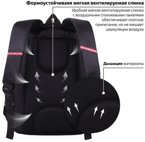 Рюкзак ЮНЛАНДИЯ MILD, 2 отделения, 3 кармана, эрго-спинка, "Predator", 36х28х18 см, 271388