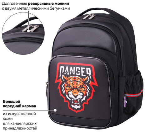 Рюкзак ЮНЛАНДИЯ MILD, 2 отделения, 3 кармана, эрго-спинка, "Predator", 36х28х18 см, 271388