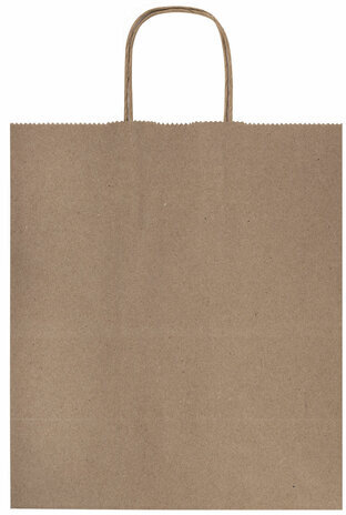 Крафт-пакет бумажный 22х12х25 см, КОМПЛЕКТ 50 шт., крученые ручки, плотность 90 г/м2, LAIMA ECO CRAFT, 609684