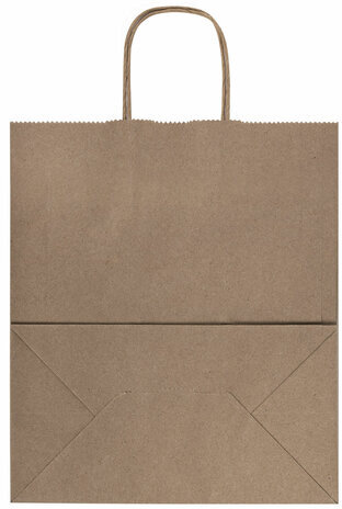 Крафт-пакет бумажный 22х12х25 см, КОМПЛЕКТ 50 шт., крученые ручки, плотность 90 г/м2, LAIMA ECO CRAFT, 609684