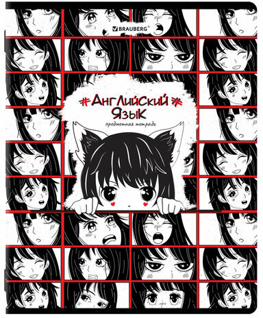 Тетрадь предметная "ANIME" 48 л., глянцевый УФ-лак, АНГЛИЙСКИЙ ЯЗЫК, клетка, BRAUBERG, 404534