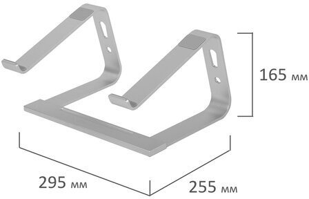 Подставка для ноутбука алюминиевая, нескользящая, 295х255 мм, BRAUBERG SOLID, 513618