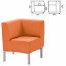Кресло мягкое угловое "Хост" М-43, 620х620х780 мм, без подлокотников, экокожа, оранжевое