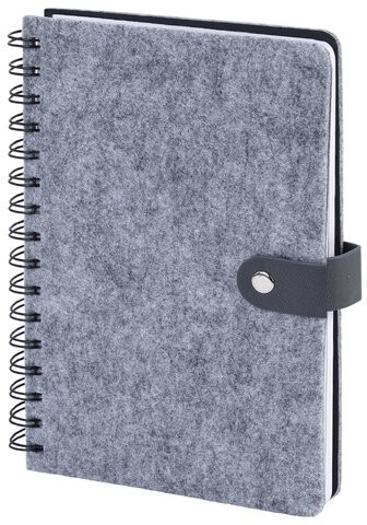 Ежедневник недатированный А5 135х210мм BRAUBERG Felt на гребне, войлок, кнопка 160л, серый, 117133