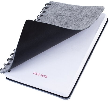 Ежедневник недатированный А5 135х210мм BRAUBERG Felt на гребне, войлок, кнопка 160л, серый, 117133